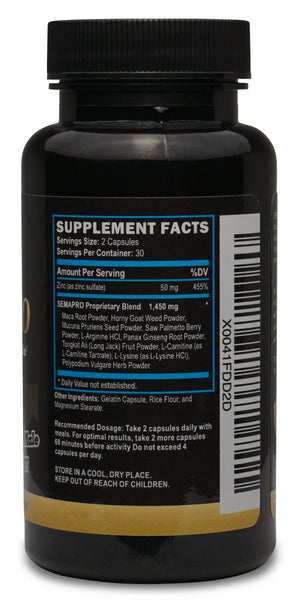 SEMAPRO - Extreme Semen Volumizer and Male Energy Formula - All Natural Endurance Stamina & Semen Health - 60 caps (1 Month Supply)